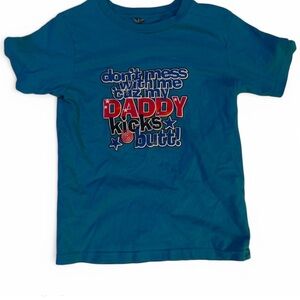 Blue Short Sleeve Tee with Vintage Graphic